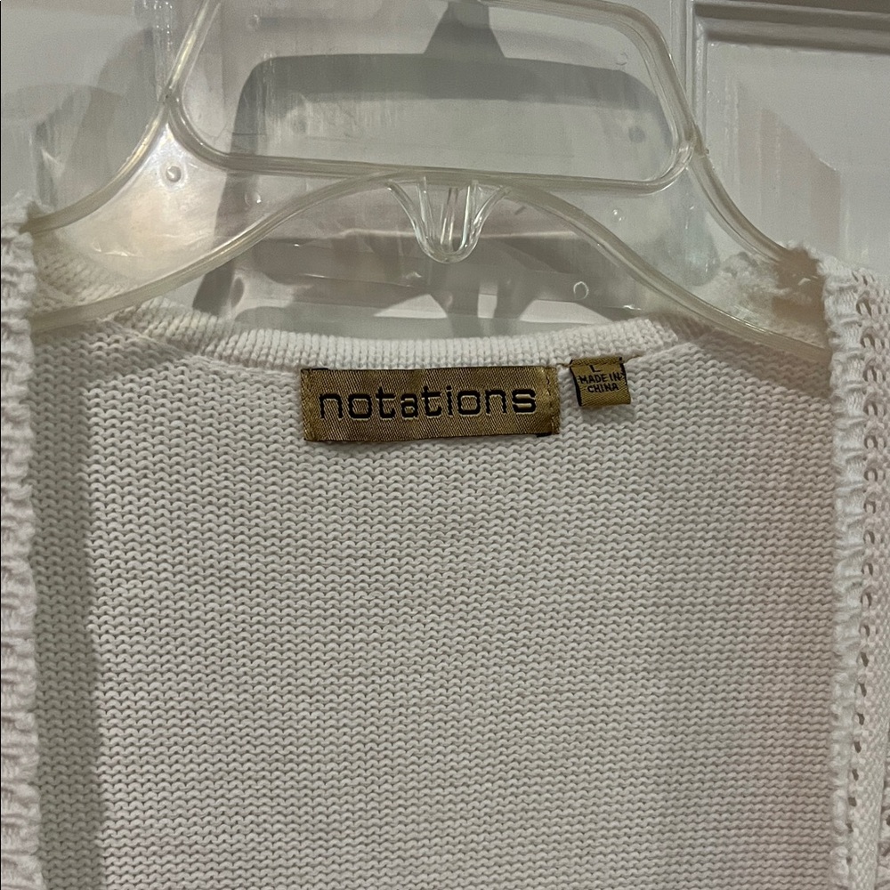 Notations Ivory Lace-Trim Cardigan - Picture 2 of 6